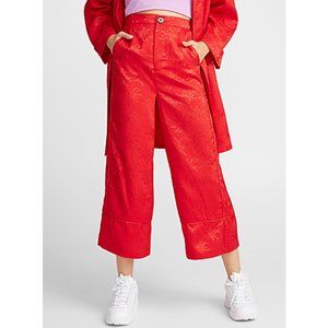 twik Red Cropped Wide-Leg Capris